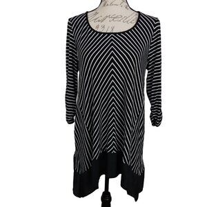 Chico’s | Black White Stripe Stretch Tunic Top | Size M